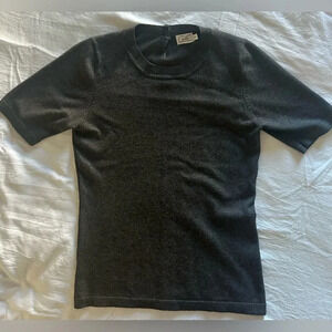 Cielo Crew Neck Short Sleeve Sweater Charcoal Gray Size Small
